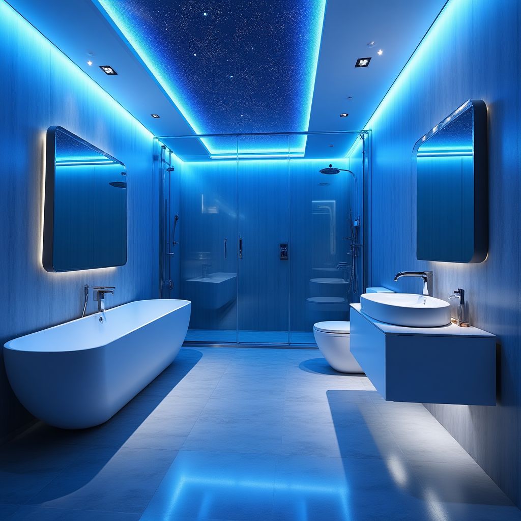 Fertiggestelltes Projekt in einem luxuriösen Badezimmer