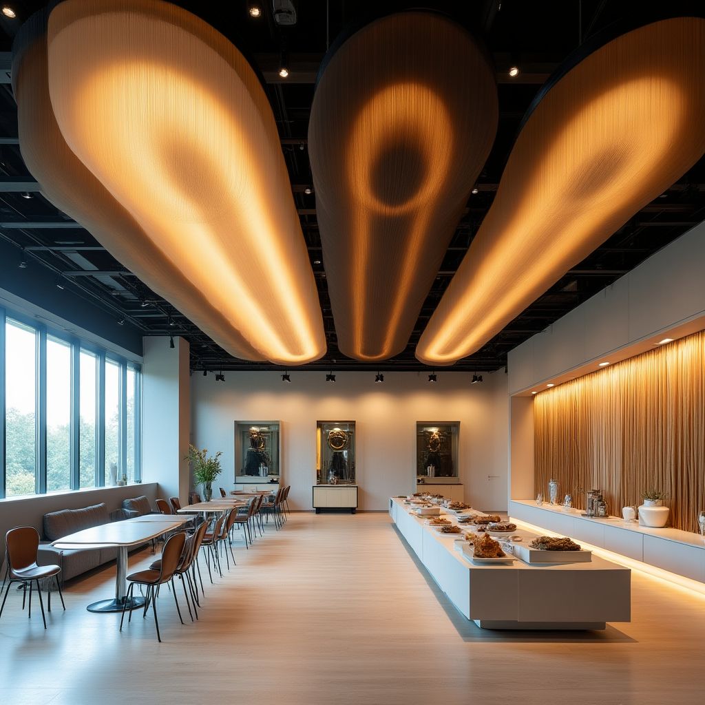 Showroom mit verschiedenen Spanndeckenmustern