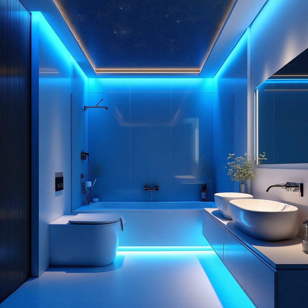 Badezimmer mit wasserfester Spanndecke