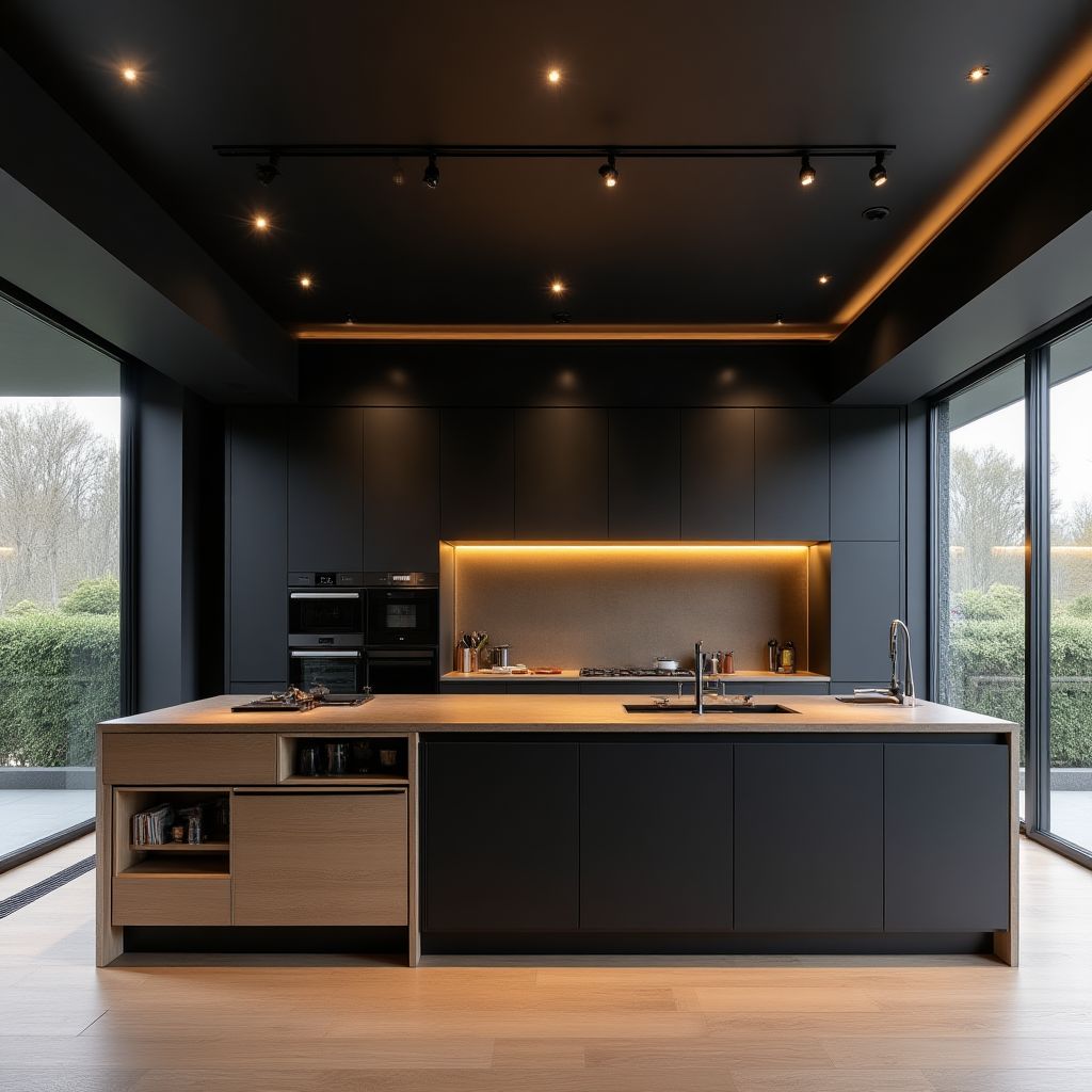 Moderne Küche mit matter Spanndecke