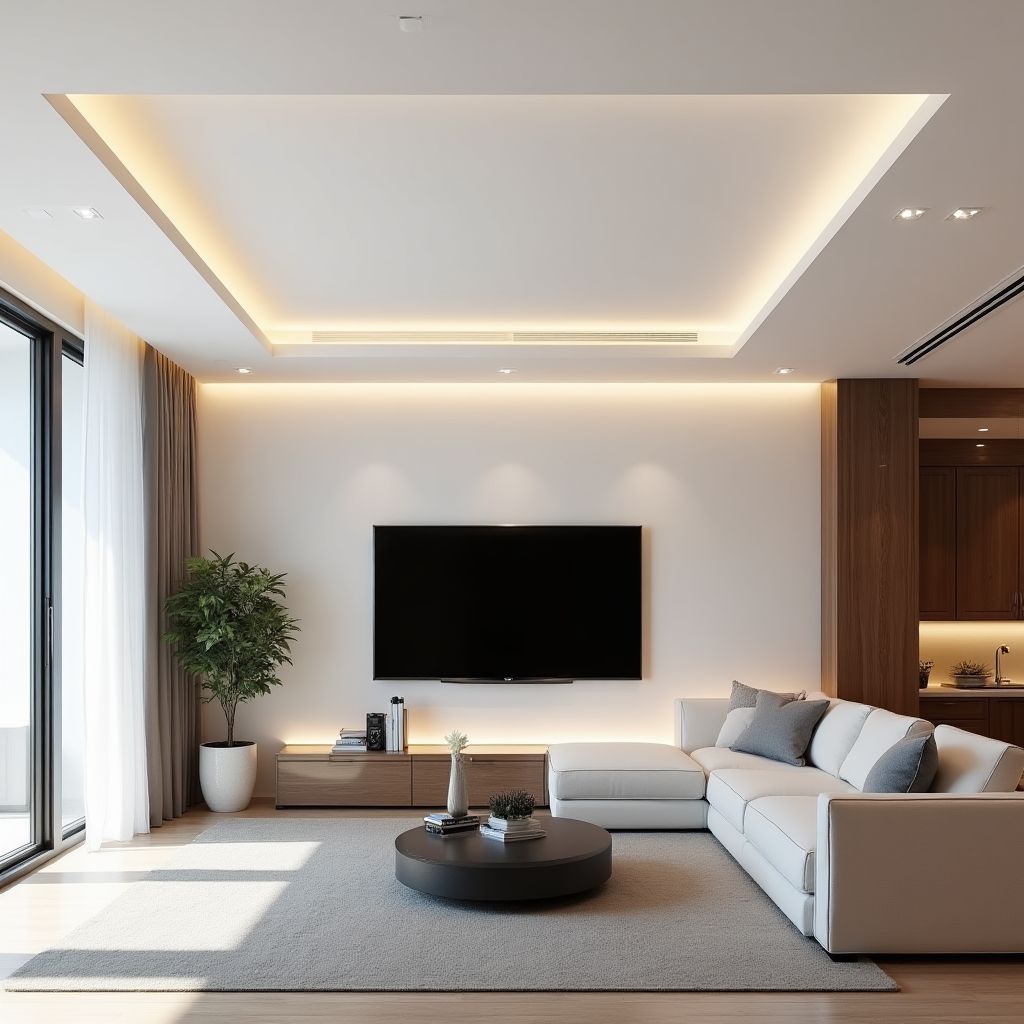 Modernes Wohnzimmer mit Spanndecke